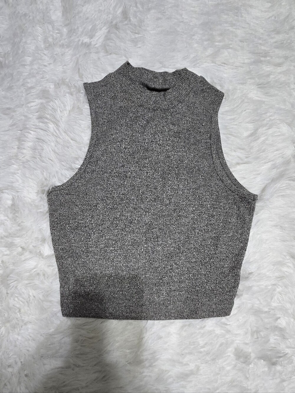 Charlotte Russe Gray Ribbed Mock Neck Tank